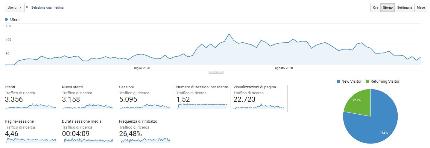 Dati di traffico qualificato da motori di ricerca su Google Analytics