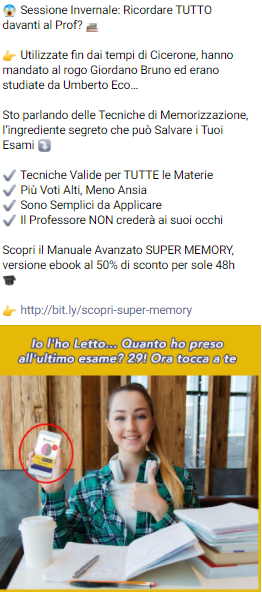Creatività Meta Ads con leva del rimpianto e frustrazione da sessione